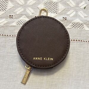 Anne Klein Dark Brown Coin Pouch with Gold Accents